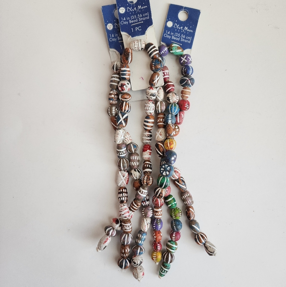 Colorful Clay Bead Strands, Jewelry Making, Destash